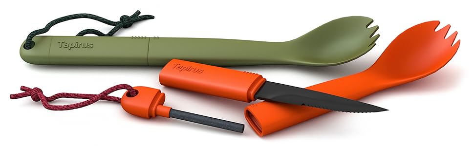 camping essentials gear accessories backpacking knife spork utensils  stainless steel titanium
