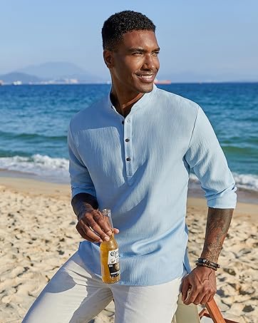 COOFANDY Men's Casual Henley Shirt Long Sleeve
