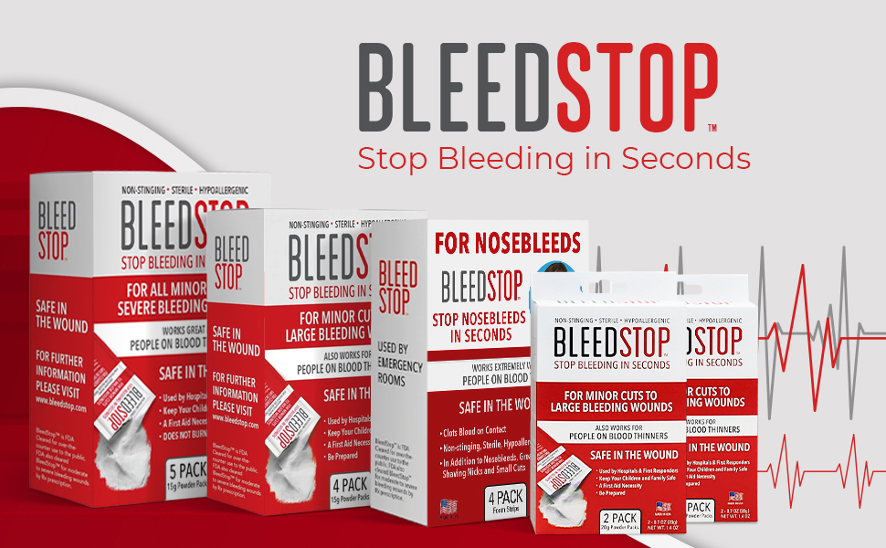 BleedStop Powder Blood Trauma Thinner Patients Equipment Bleeding Wounds Nosebleeds Pouches